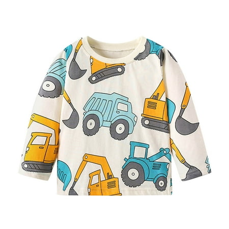 

Toddler Boys Cartoon Cars Printed Causal Round Neck T Shirt Long Sleeved Top Children s Clothing