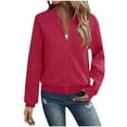 thumbnail image 2 of KIHOUT Womens Long Sleeve Zip Up Sweatshirts Jackets Casual Loose Short Outwear with Pockets, 2 of 5