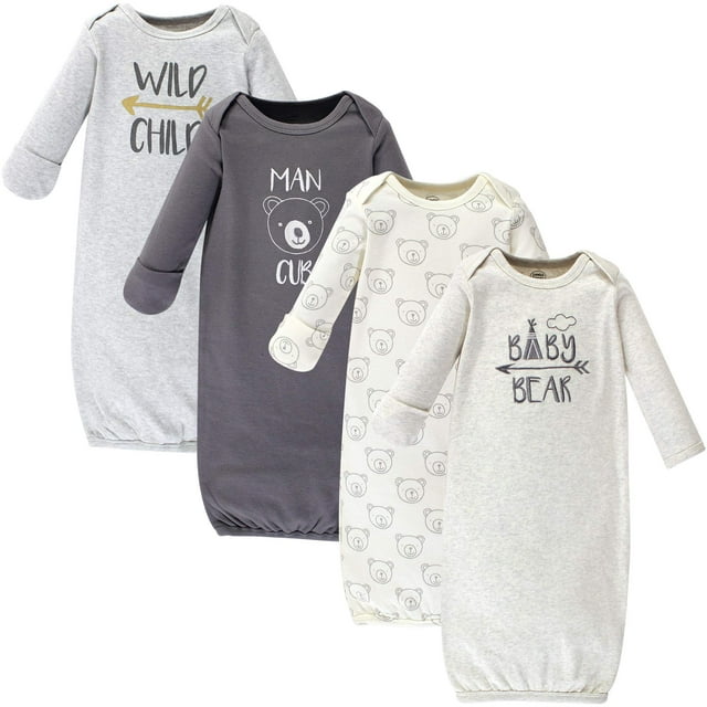 Luvable Friends Robes en Coton Unisexes pour Bébé, Ours, 0-6 Mois US