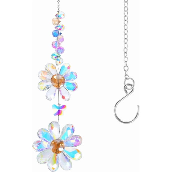 Crystal Sunflower Suncatcher Hanging Ornaments Rainbow Sun-catcher Maker with Chain Pendant Hanging Crystal Window Suncatcher for Indoor Window Outdoor Patio Garden Decor Birthday Wedding Gifts