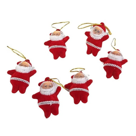 

HOVTOIL Santa Claus Pendant 6Pcs Christmas Tree Pendant Glitter Powder Flocking Gifts Bright Color Lanyard Scene Layout Adorable Xmas Festival Santa Claus Doll Pendant Party Favor