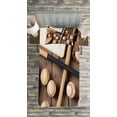 thumbnail image 3 of Ambesonne Baseball Quilted Coverlet 2 Pcs, Rustic Style Sports Themed, Twin Size, Brown and Pale Brown, 3 of 3