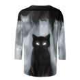 thumbnail image 4 of Halloween Gift for Women Casual Round Neck T Shirt For Everyday Wear With Short Three-Quarter Sleeves And Stylish Grey L, 4 of 5
