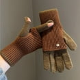 thumbnail image 5 of Color Block Winter Knit Gloves - Women's Warm Wool Touchscreen Mittens, Cold-Weather Cycling Gloves Two-Tone Outdoor Fashion Accessories, 5 of 5