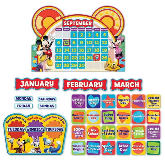 Eureka Mickey Mouse Clubhouse Calendar Bulletin Board Set