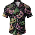thumbnail image 2 of IWRICH Mardi Gras Shirts for Men Plus Size Short Sleeve Button down Shirt Casual Regular Fit Tops Holiday Vacation Outfits 23-Purple XL, 2 of 4