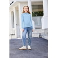 thumbnail image 4 of Arshiner Girls Lettuce Trim Mock Neck Long Sleeve Shirts Ribbed Knit Slim Fit Base Layer Tops Tees 150 Blue, 4 of 4