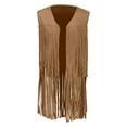 thumbnail image 4 of Besolor Fringe Vests Fall Outfits for Women Fake Suede Tassels 70s Clothes Western Vest Jacket Outerwear S-XXXL, 4 of 5