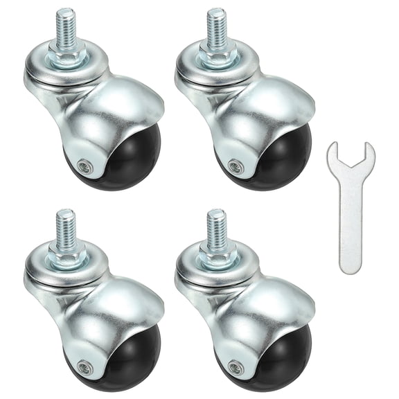 Uxcell 1.5" Ball Caster Wheels, 4 Pcs Threaded Stem Caster 360 Degree Movable Rotatable Caster Wheels for Furniture,Galvanized