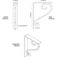 thumbnail image 2 of Ekena Millwork 1 1/2"W x 7 1/2"D x 10"H Edwards Wrought Iron Bracket, (Single center brace) (6-Pack), 2 of 5