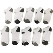 Fila Kids Boys 10-Pack Half Cushion No Show Socks Basic Logo - White, Boys Small Shoe Sizes 7-10