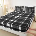 thumbnail image 3 of Homewish Vintage Grid Pattern Queen Sheet Sets,Geometric Checkered Plaid Flat Sheet,White Black Queen Fitted Sheet For Girls Boys,Luxury Bedroom Decor,4-Piece, 3 of 7
