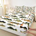 thumbnail image 4 of Castle Fairy Panfish Tile Bed Sheets 4-Piece,Mixed Bass White Pattern Full Size Sheets,Moss White,1 Fitted Sheet,1 Flat Sheet and 2 Pillowcases, 4 of 6