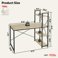 thumbnail image 2 of Bestier 47" Computer Desk with Adjustable Shelves, Writing Desk with Reversible Bookshelf, Dark Walnut, 2 of 9