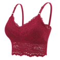 thumbnail image 2 of Gymayou Women Plus Size Lace Bralette Adjustable Spaghetti Straps Longline Tube Top Bra Wireless Floral Lace Camisole Red S, 2 of 5