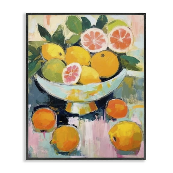 Stupell Industries Abstract Citrus Still Life Food & Beverage Painting Black Framed Art Print Wall Art, 11 x 14