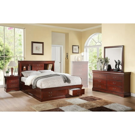 Simple Relax Louis Philippe Cherry Bookcase King Storage Bedroom Set