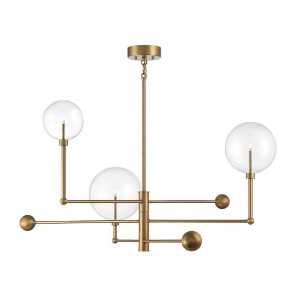 Meridian M100100NB 3-Light Chandelier in Natural Brass