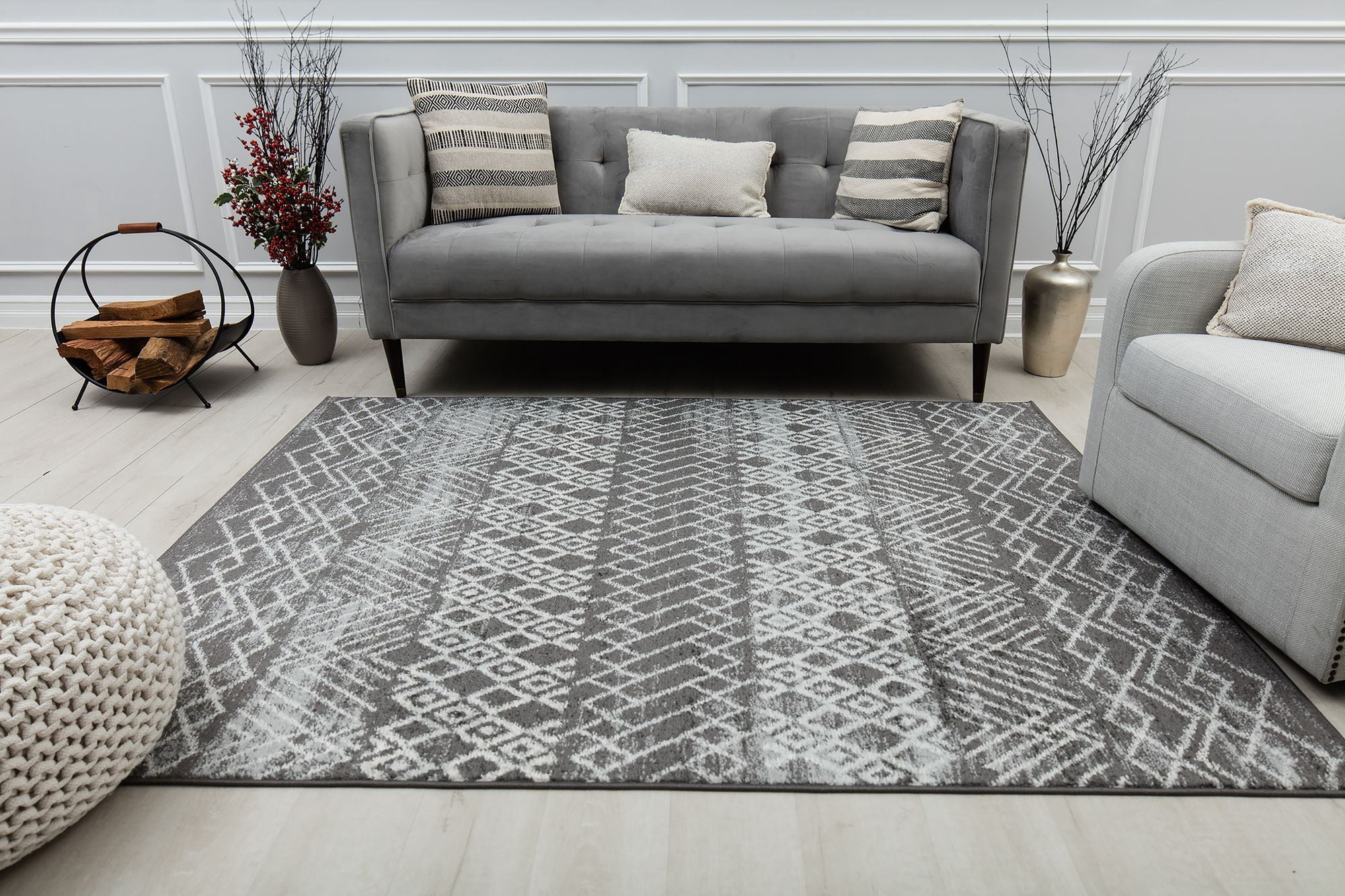 Mason Brooks Ryder KN20B Nocturne Gray Moroccan Tribal Gray Area Rug, 2'6" x 8'