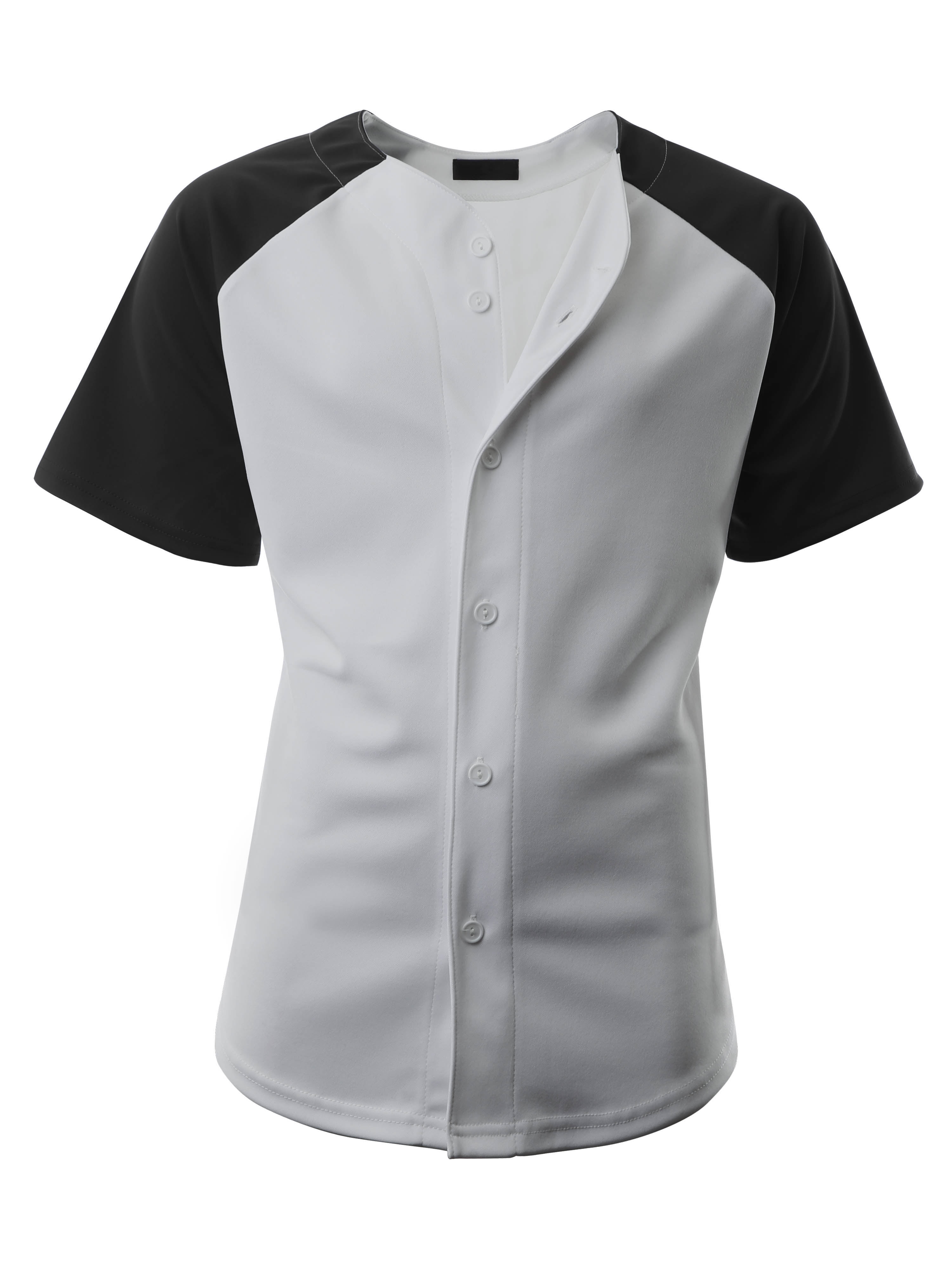 Ma Croix Men's Hip Hop Baseball Tee Button Down Street Inspired Sport Fit Two Tone Raglan Jersey