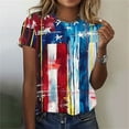 thumbnail image 2 of GERsome Women's 4th of July Short Sleeve Crewneck T-Shirt American Flag Patriotic Tshirt USA Flag Stars Stripes Loose Fit Tops S-3XL, 2 of 5