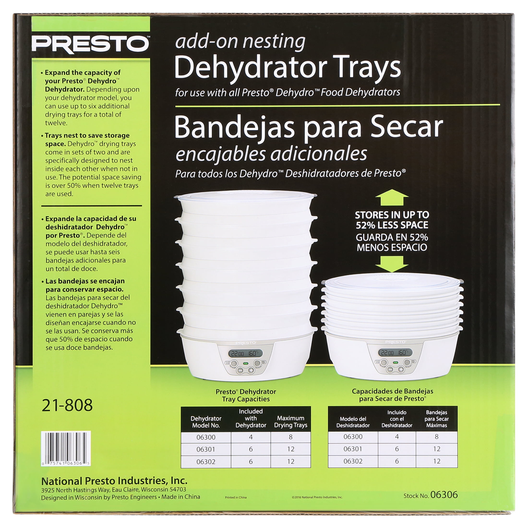 Presto Dehydro Electric Food Dehydrator 4 Nesting Trays See Through 06309