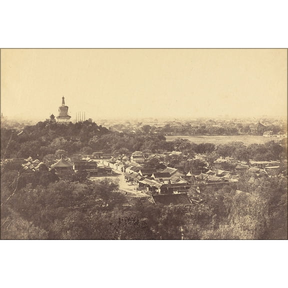 24"x36" Gallery Poster, View of Gardens & Buddhist Temple, Peking beijing china 1860
