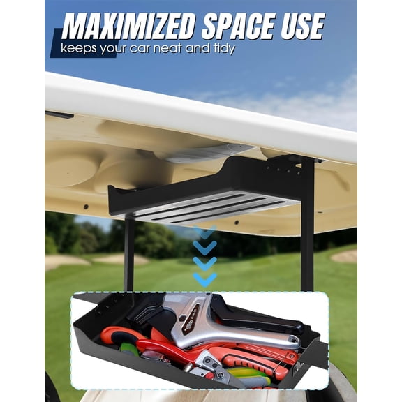 Rear Overhead Storage Tray for Club Car Tempo 2025 - Premium Golf Cart Roof Organizer Box with  Mounting Kit