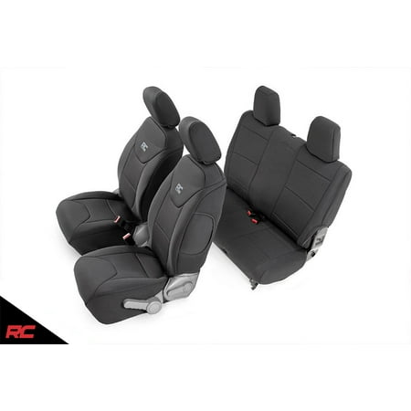 Rough Country Neoprene Seat Covers Black compatible w/ 2007-2010 Jeep Wrangler JK (Set) 2DR Custom Water Resistant