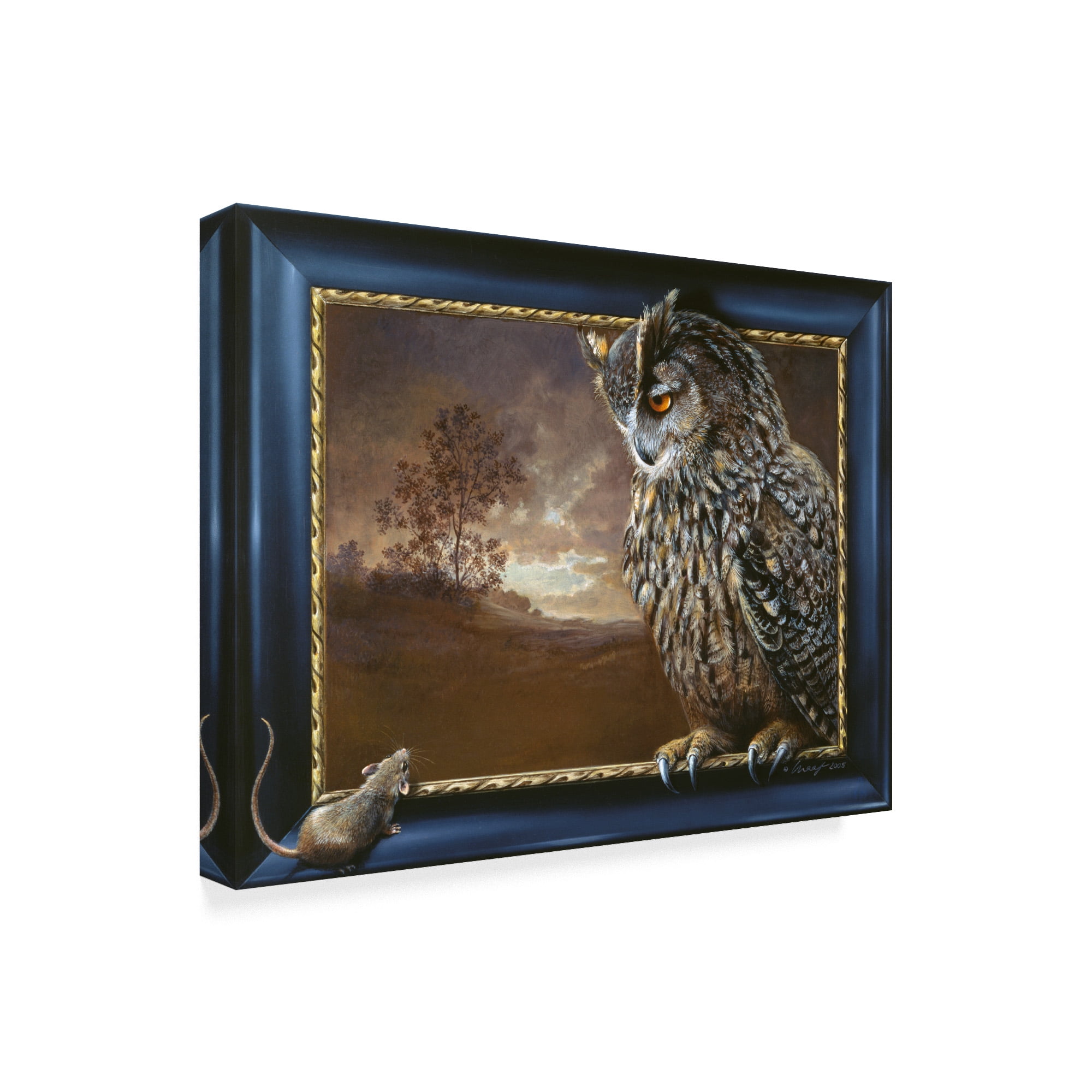 Trademark Fine Art 'Eagle Owl And Mouse' Canvas Art by Harro Maass