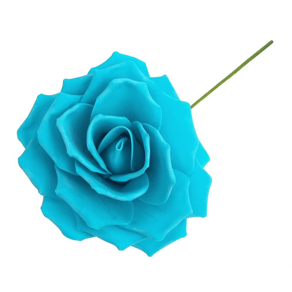 Rose Foam Flower with Stem, Turquoise, 9-Inch - Walmart.com