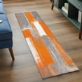 thumbnail image 3 of Orange Grey Abstract Washable Area Rug 2x6 Vintage Modern Orange Color Block Low-Profile Area Rugs with Non Slip Backing Indoor Floor Carpet for Entrance Living Room Bedroom Home Office, 3 of 9