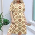 thumbnail image 5 of DBAIXID Knee Length Dress for Women Summer Plus Size Short Sleeve Crewneck Floral Print Flowy Midi Dresses with Pocket Khaki L, 5 of 7
