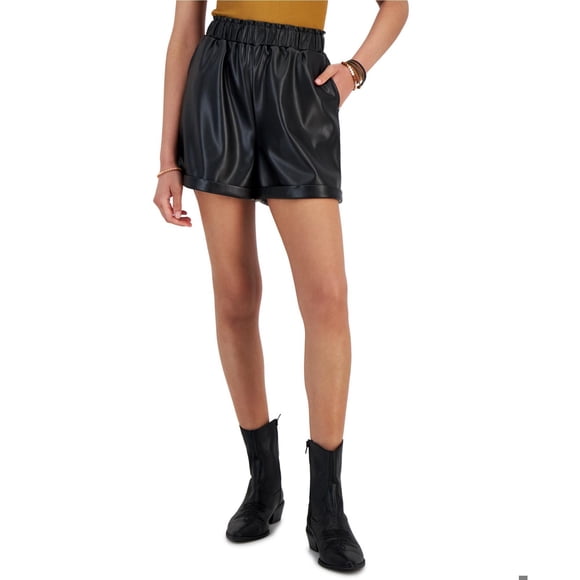 Tinseltown Womens Paperbag Casual Walking Shorts, black, XS