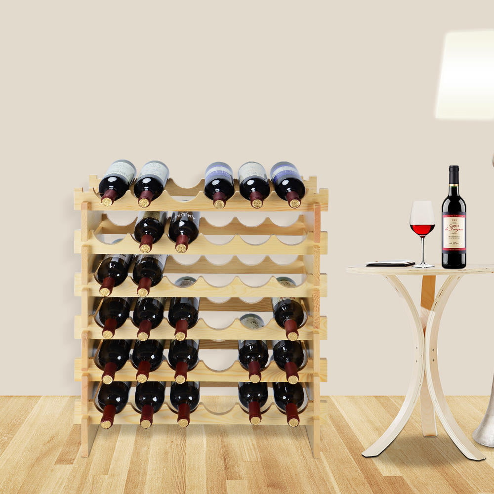 Wine Rack 6 or 10 Bottle Capacity Wine Stand-Table Top Display Holder Solid Wood