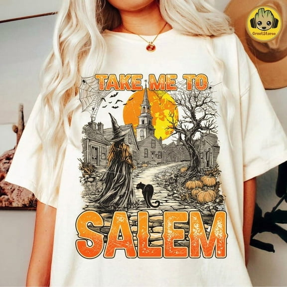 Retro Witches Halloween Shirt, Take Me To Salem Shirt, Girls Will Be Girls Witch Shirt, Trendy Witchy Spooky Vibes Shirt, Halloween Black Cat Shirt