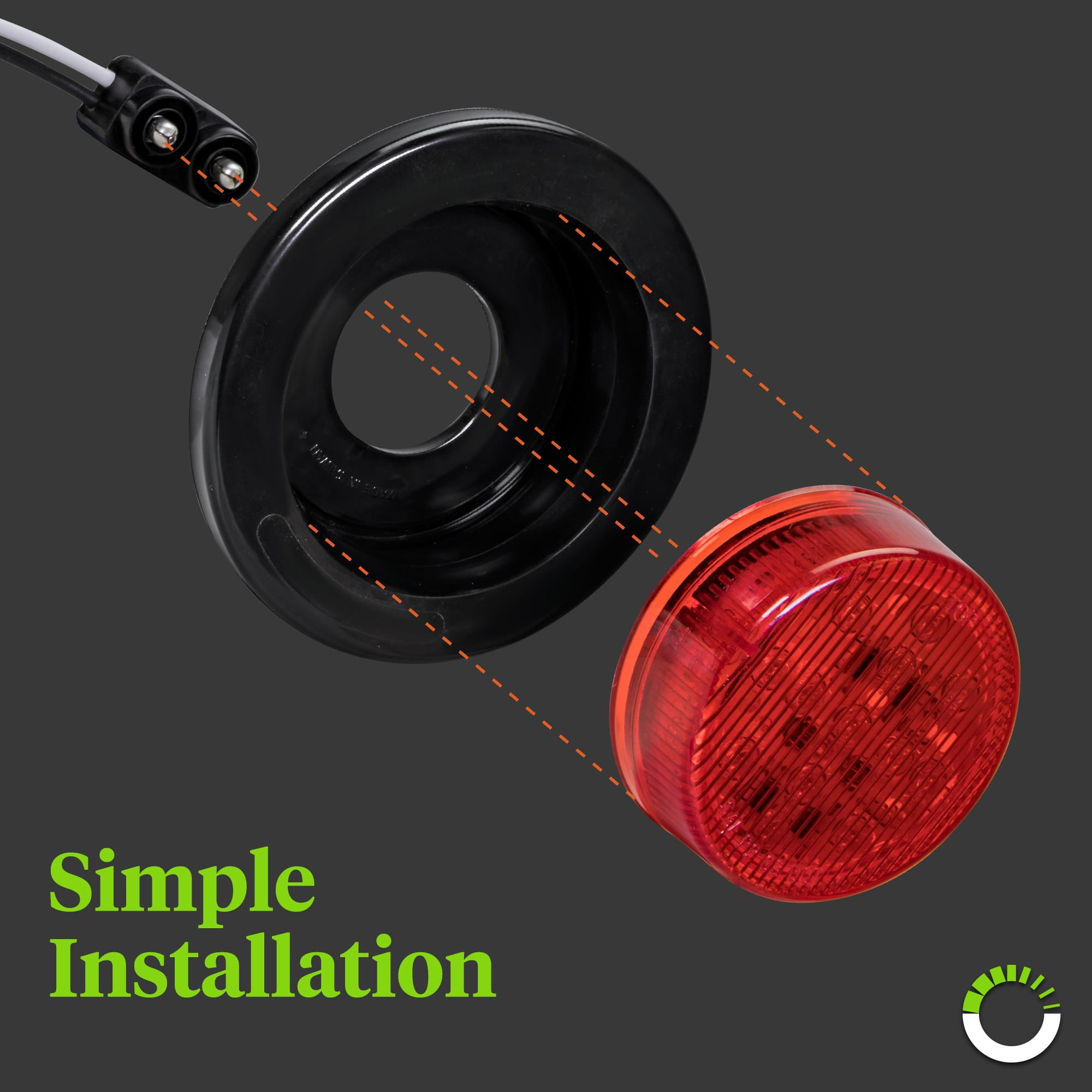 Grommet Red 2.5 Round 13 LED Truck Trailer Side Marker Clearance Light Kit