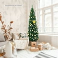 thumbnail image 4 of Resenkos 6ft Slim Pencil Christmas Tree - Space-Saving Design for Small Corners, 400 Realistic PVC Branches with Flocked Finish, Green, 4 of 10