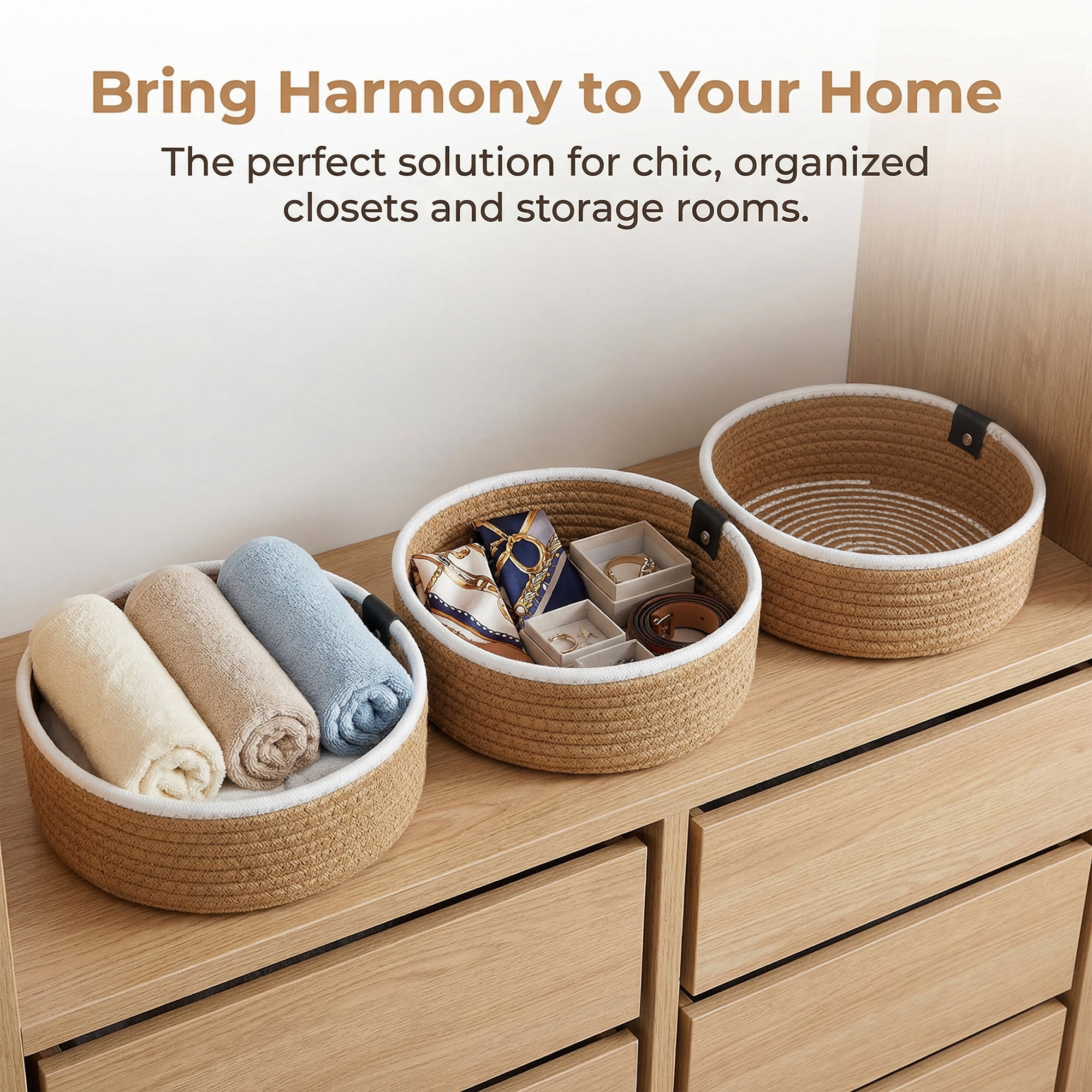 Unique Bargains Woven Storage Basket for Key Tray Bowl Khaki 8.3*8.3*3.5in