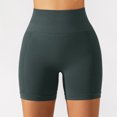 thumbnail image 2 of Pantalones cortos de yoga para mujer, cintura alta, elásticos, sin costuras, levantamiento de glúteos, medias deportivas para correr, fitness, gris S, 2 of 6