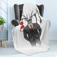 thumbnail image 4 of Hipster Soft Flannel Fleece Throw Blanket, Funny Image of Womanizer Deer in Suit with Lingerie on Antler, Cozy Plush for Indoor and Outdoor Use, 70" x 90", Grey Pale Taupe, by Ambesonne, 4 of 5