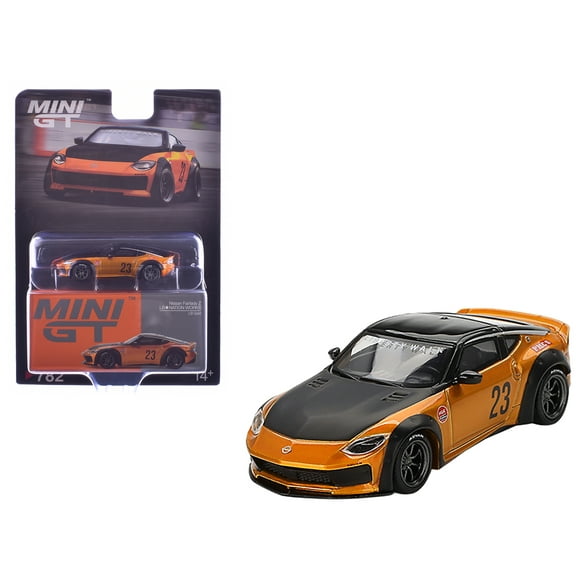 Nissan Fairlady Z #23 "LB-NATION WORKS" LB Gold Metallic with Matt Black Hood and Black Top 1/64 Diecast Model Car by Mini GT