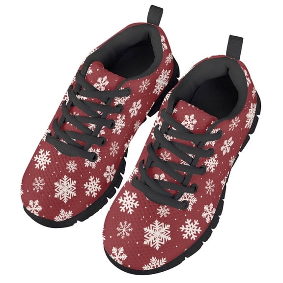 Uourmeti Christmas Snowflake Shoes Size 1 Kid Athletic Shoes Boys Girls Lace up Sneakers Lightweight Tennis Running Shoe Xmas Sneaker