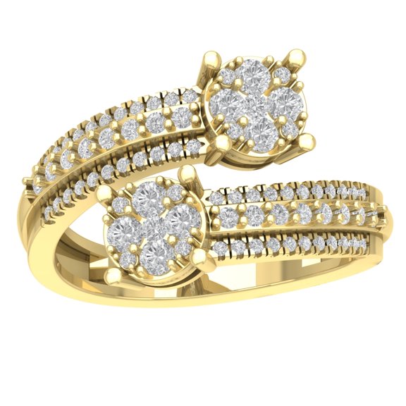 ARAIYA FINE JEWELRY 14K Yellow Gold Lab Grown Diamond Bypass Band Ring (3/4 cttw, D-F Color, VS Clarity), Size 7
