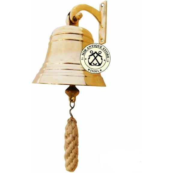 4-Inch Solid Brass Polished Nautical Ship Bell – Wall Mounted Marine Hanging Bell for Boats, Patios, and Outdoor Décor – Heavy-Duty Decorative Collectible Gift