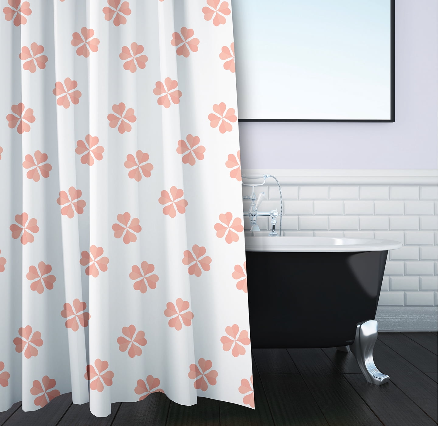 Simply Daisy 70" W x 73" L Lucky Patch Polyester Shower Curtain, Sunwashed Red [1 Ct]