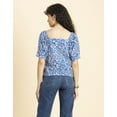 thumbnail image 3 of MoomayaWomens PrintedCotton Shirt Top, Square NeckPuffedSleeves Summer Short Top, 3 of 8