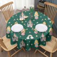 thumbnail image 3 of Green Princess Castle Pattern Round Tablecloth 60"x60",Wrinkle Wipeable Table Cloth for Kitchen Dining Room Picnic Patio Party, 3 of 6