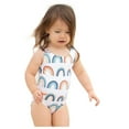 thumbnail image 3 of Ohufall Toddler Swimsuit Baby Kids Girls Print Strap Ruffle Swimwear Swimsuit Bathing Suits, 3 of 9