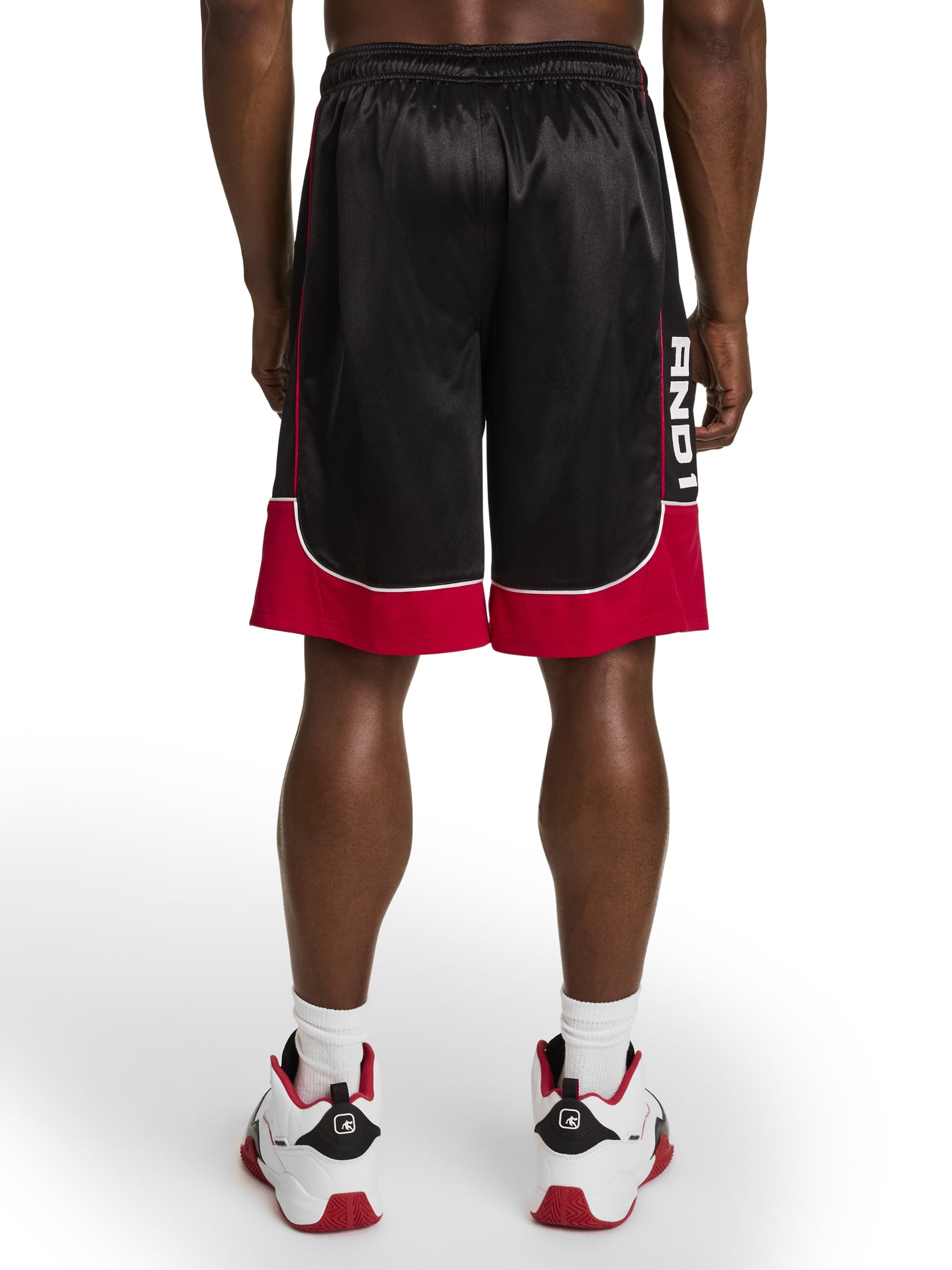 AND1 Men's and Big Men's All Court Colorblock Short, 11" inseam, up to Size 5XL